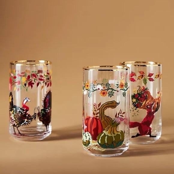 Anthropologie Inslee Fariss Autumn's Bounty Fox Juice Highball Glass - Picture 2 of 2